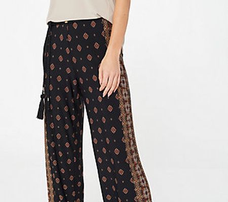 Susan Graver Regular Printed Liquid Knit Pull- On Pant w/ Belt