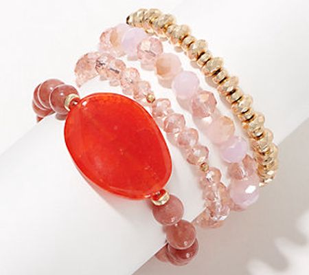 Susan Graver Set of 4 Oval Beaded Bracelets