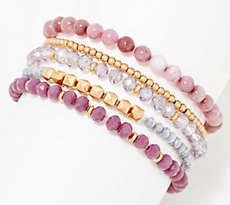 Susan Graver Set of 5 Beaded Stretch Bracelets