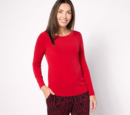 Susan Graver Sleek Essentials Liquid Knit Long Sleeve Top