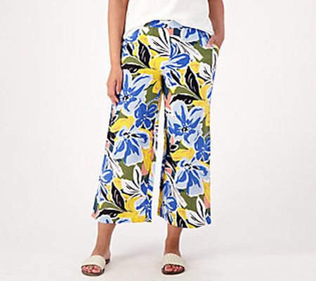 Susan Graver Soleil Regular Gauze Wide Leg Crop Beach Pant