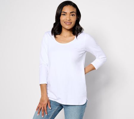 Susan Graver Weekend Essentials Comfy Cotton Shirttail Top