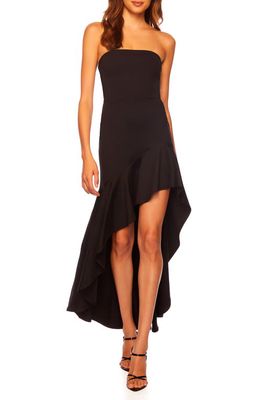 Susana Monaco Asymmetric Ruffle Hem Strapless Dress in Black