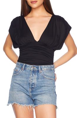 Susana Monaco Cap Sleeve Gathered Top in Black 