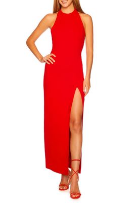 Susana Monaco Open Back Halter Cocktail Dress in Perfect Red
