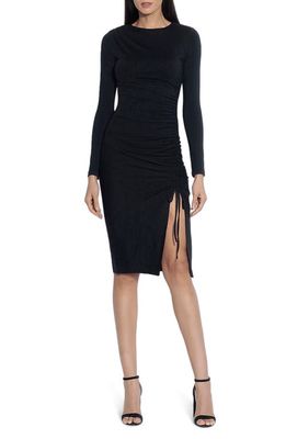 Susana Monaco Ruched Long Sleeve Body-Con Dress in Black