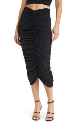 Susana Monaco Ruched Midi Skirt in Black