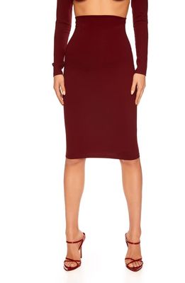 Susana Monaco Slim High Waist Stretch Pencil Skirt in Oxblood