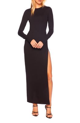 Susana Monaco Slit Hem Long Sleeve Maxi Dress in Black