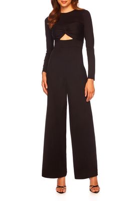 Susana Monaco Twist Front Keyhole Long Sleeve Jumpsuit in Black