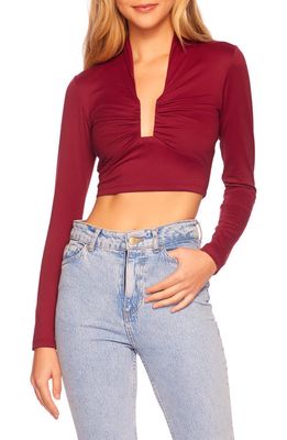 Susana Monaco Wire Ruched Crop Top in Beaujolais