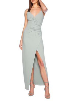 Susana Monaco Wrap Front Side Slit Maxi Dress in Celadon