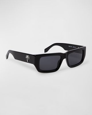 Sutter Black Acetate Rectangle Sunglasses