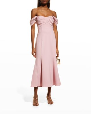 Suzanna Off-the-Shoulder Crepe Dress