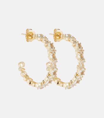 Suzanne Kalan 14kt gold hoop earring with diamonds and white topaz