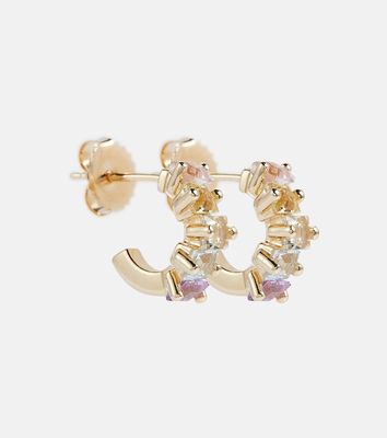 Suzanne Kalan 14kt gold mini hoop earrings with gemstones
