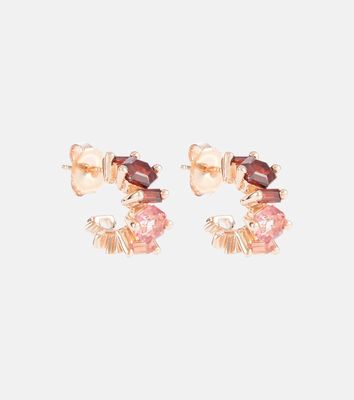 Suzanne Kalan 14kt rose gold earrings with garnet and topaz