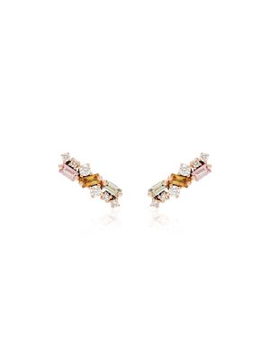 Suzanne Kalan 18kt rose gold diamond sapphire stud earrings - Pink