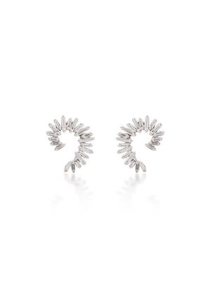 Suzanne Kalan 18kt white gold diamond baguette spiral earrings - Silver