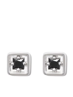 Suzanne Kalan 18kt white gold Inlay black sapphire stud earrings - Silver