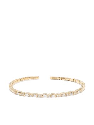 Suzanne Kalan 18kt yellow gold Thin Mix diamond open-cuff bracelet