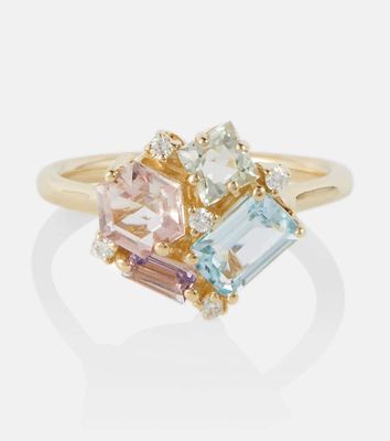 Suzanne Kalan Amalfi 14kt gold ring with diamonds and peridots