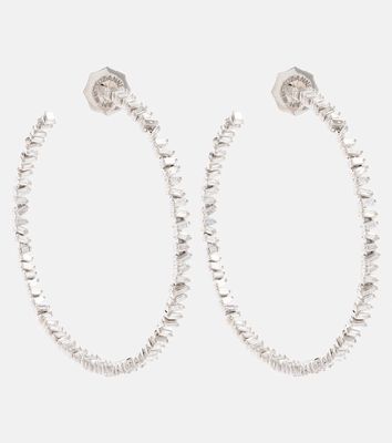 Suzanne Kalan Classic 18kt white gold hoop earrings with diamonds