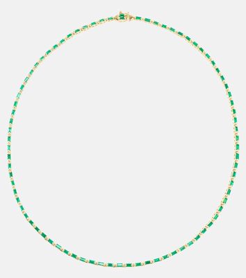 Suzanne Kalan Linear 18kt gold tennis necklace with emeralds