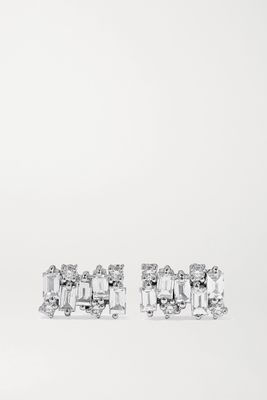 Suzanne Kalan - Shimmer 18-karat White Gold Diamond Earrings - one size
