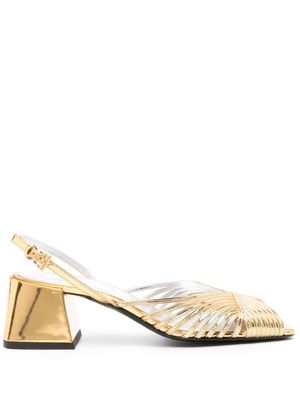 Suzanne Rae 70's 55mm slingback leather sandals - Gold