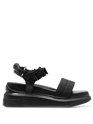 Suzanne Rae buckled touch-strap wedge sandals - Black