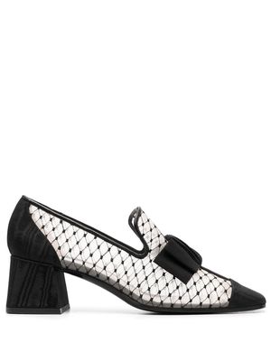 Suzanne Rae Reseau Smoking bow loafers - Black