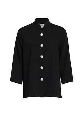 Suzette Pavé-Button Crepe Jacket