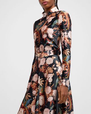 Suzie Moody Floral Long-Sleeve Turtleneck Top
