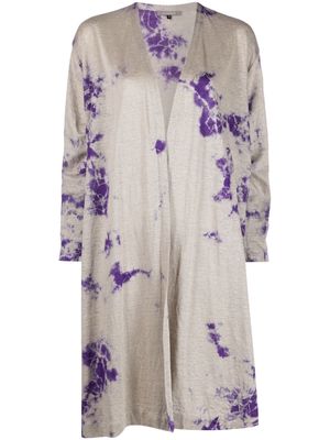 Suzusan abstract-print linen gown - Neutrals