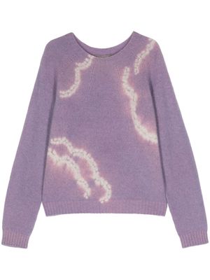 Suzusan Orinui Shibori cloud-pattern cashmere jumper - Purple