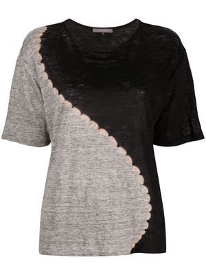 Suzusan panelled linen T-shirt - Black
