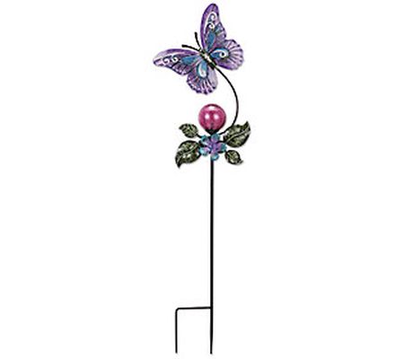 SVD Purple/Blue Changing Color Butterfly Solar Garden Stake