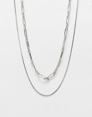 SVNX 2 layered silver neck chain