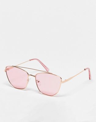 SVNX angular aviator sunglasses in pink