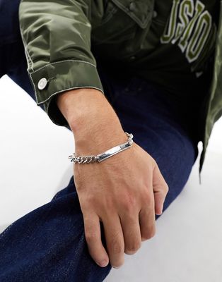 SVNX chunky chain bracelet with bar detail-Silver