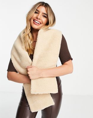 SVNX fleece scarf in tan-Brown