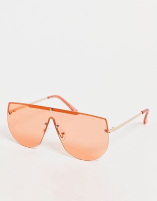 SVNX half rim visor sunglasses in orange