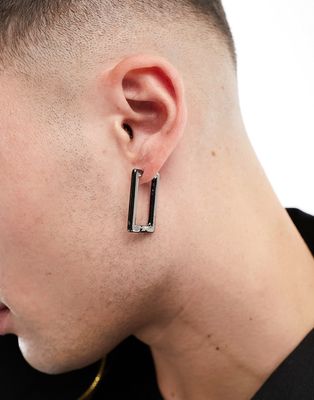 SVNX matte black rectangle earrings