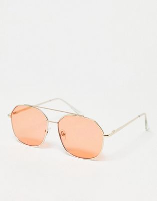 SVNX mini 70's aviator sunglasses in orange
