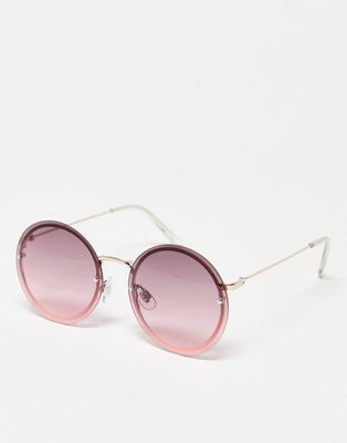 SVNX oversize round sunglasses in pink ombre