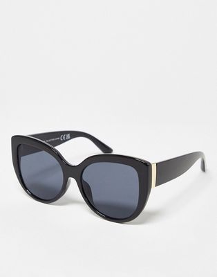 SVNX oversized round cat eye sunglasses in black