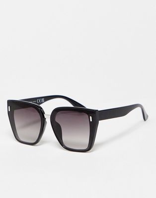 SVNX oversized square cat eye sunglasses in black