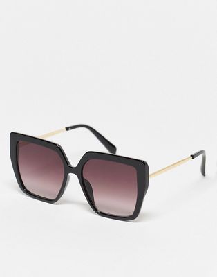 SVNX oversized square sunglasses in black and gold