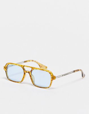 SVNX retro aviator blue light glasses in honey tortoiseshell-Brown